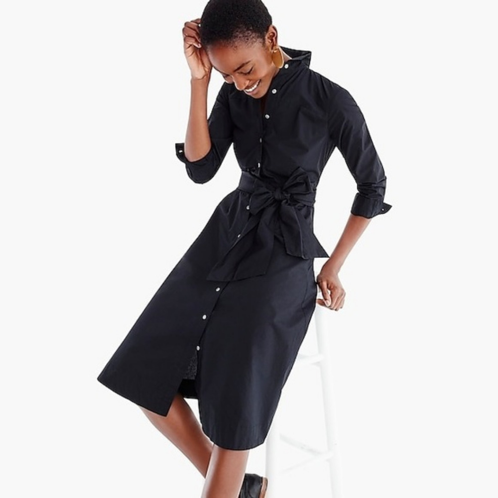 J. Crew | Tie Waist Shirt Dress in Cotton Poplin 8